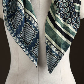 Ajrakh Hand Block Print Natural Dyed Modal Silk Brooch Scarf 04
