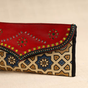 Traditional Kutch Mashru Silk Leather Flap Clutch / Wallet 101