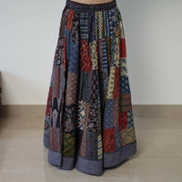 24 Kali Patchwork Block Printed Cotton Ajrakh Skirt 49