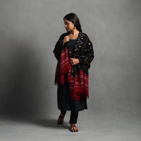 Black - Kutch Mirror Work Handwoven Bandhani Bagida Woolen Shawl 42