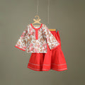Girls Gota Work Floral Block Print Cotton Kurta with Sharara Set (3-4 Years) 02