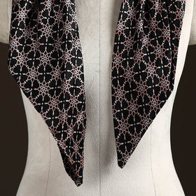 Ajrakh Hand Block Print Natural Dyed Modal Silk Brooch Scarf 07