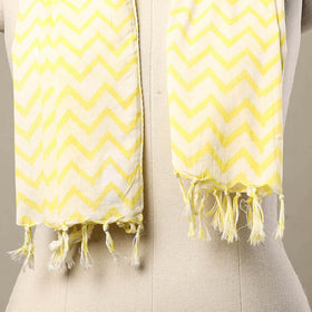 Yellow - cotton jaipur stole with tassels 172 - handcrafted