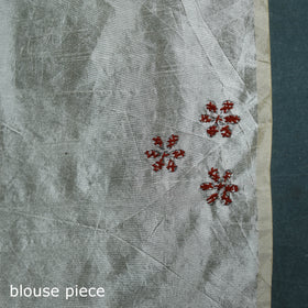 White - Bengal Hand Embroidery Silk Nakshi Kantha Saree 02