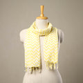 Yellow - cotton jaipur stole with tassels 172 - handcrafted