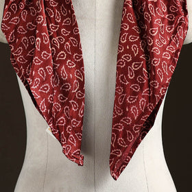 Ajrakh Hand Block Print Natural Dyed Modal Silk Brooch Scarf 09