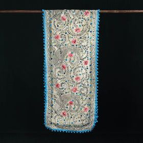 Ranihati Chanderi Silk Hand Embroidered Stole with Pom Pom 227