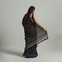 Blue - Mangalagiri Cotton Block Print Ajrakh Saree 18