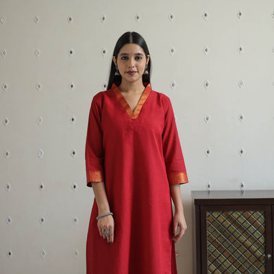 Shuchi Maroon Mangalagiri Cotton Kurta