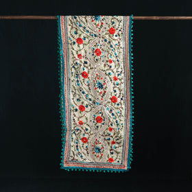 Ranihati Chanderi Silk Hand Embroidered Stole with Pom Pom 226