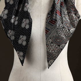 Ajrakh Hand Block Print Natural Dyed Modal Silk Brooch Scarf 12