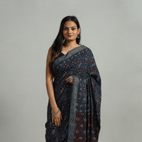 Blue - Mangalagiri Cotton Block Print Ajrakh Saree 18