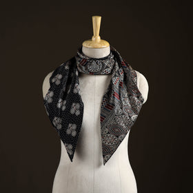 Ajrakh Hand Block Print Natural Dyed Modal Silk Brooch Scarf 12