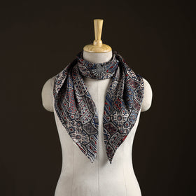 Ajrakh Hand Block Print Natural Dyed Modal Silk Brooch Scarf 13