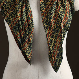 Ajrakh Hand Block Print Natural Dyed Modal Silk Brooch Scarf 14