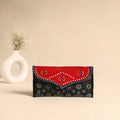 Traditional Kutch Mashru Silk Leather Flap Clutch / Wallet 104