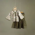 Girls Gota Work Floral Block Print Cotton Kurta with Sharara Set (3-4 Years) 01