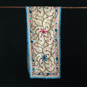 Ranihati Chanderi Silk Hand Embroidered Stole with Pom Pom 222