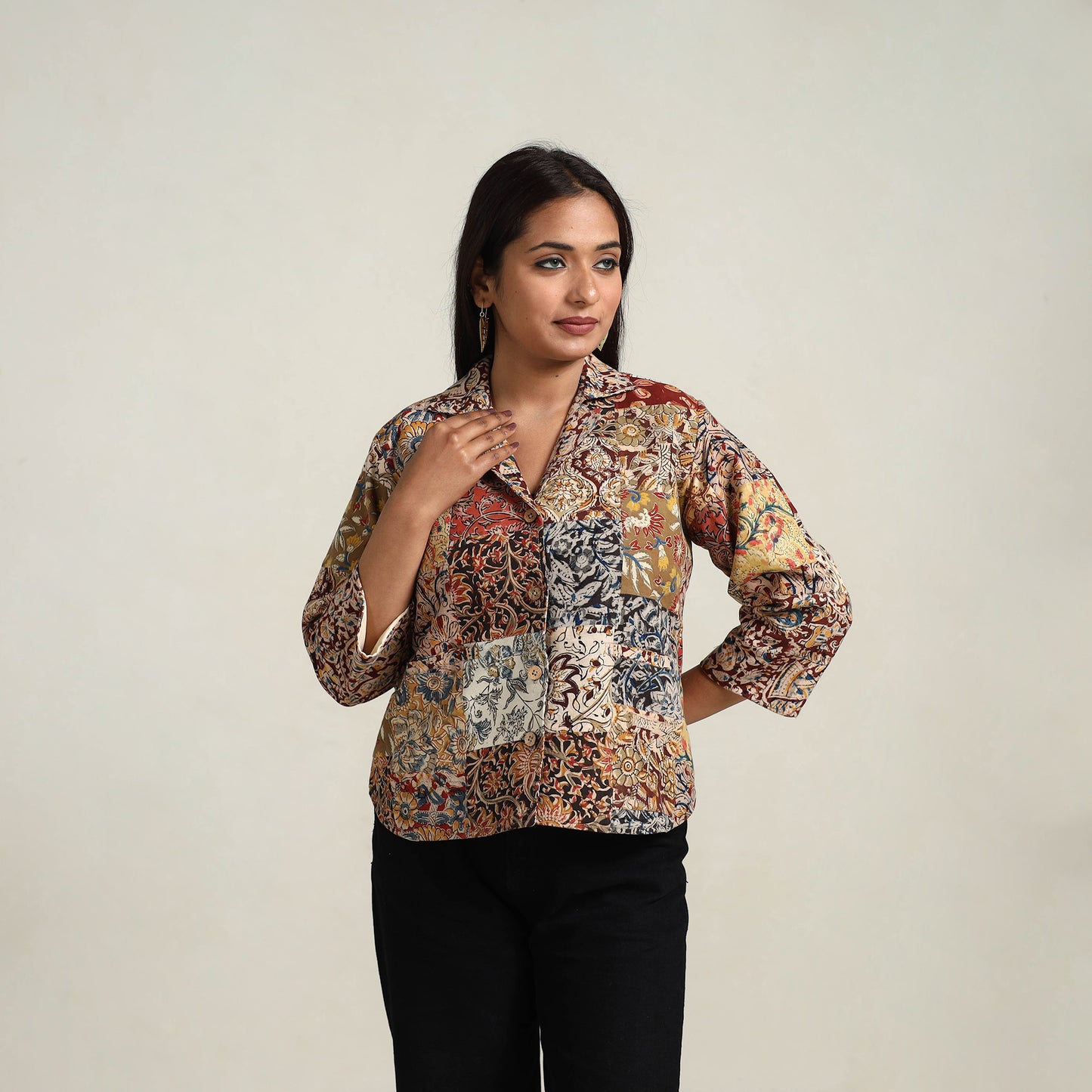 Patchwork Kalamkari Print Women's Jacket 01