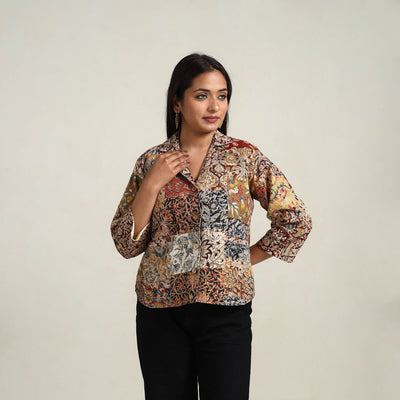 Multicolor - Patchwork Kalamkari Print Women's Jacket 01