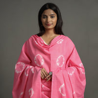 Pink - Shibori Tie-Dye Cotton Dupatta with Tassels 103