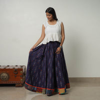 Blue - 24 Kali Cotton Pochampally Ikat Skirt with Border 19