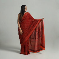 Red - Natural Dyed Cotton Bagh Print Saree 16   2024/1455-3 16