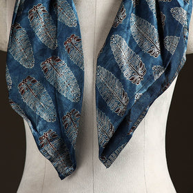 Ajrakh Hand Block Print Natural Dyed Modal Silk Brooch Scarf 16