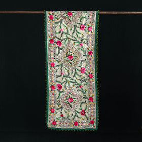 Ranihati Chanderi Silk Hand Embroidered Stole with Pom Pom 220