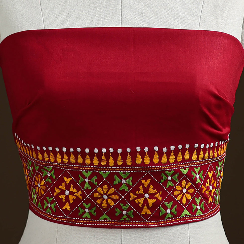 Bengal Kantha Hand Embroidered Cotton Blouse Piece 24