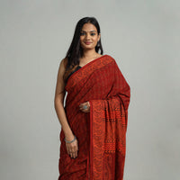 Red - Natural Dyed Cotton Bagh Print Saree 16   2024/1455-3 16