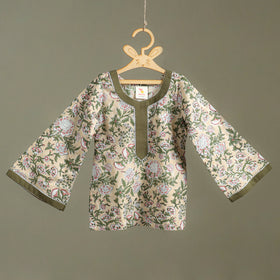Girls Gota Work Floral Block Print Cotton Kurta with Sharara Set (3-4 Years) 01