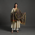 Black Mangalagiri Cotton Handpainted Pen Work Kalamkari Dupatta