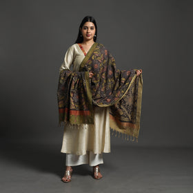 Black Mangalagiri Cotton Handpainted Pen Work Kalamkari Dupatta