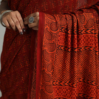 Red - Natural Dyed Cotton Bagh Print Saree 16   2024/1455-3 16