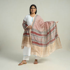 Red - traditional maheshwari silk bagh dupatta 19