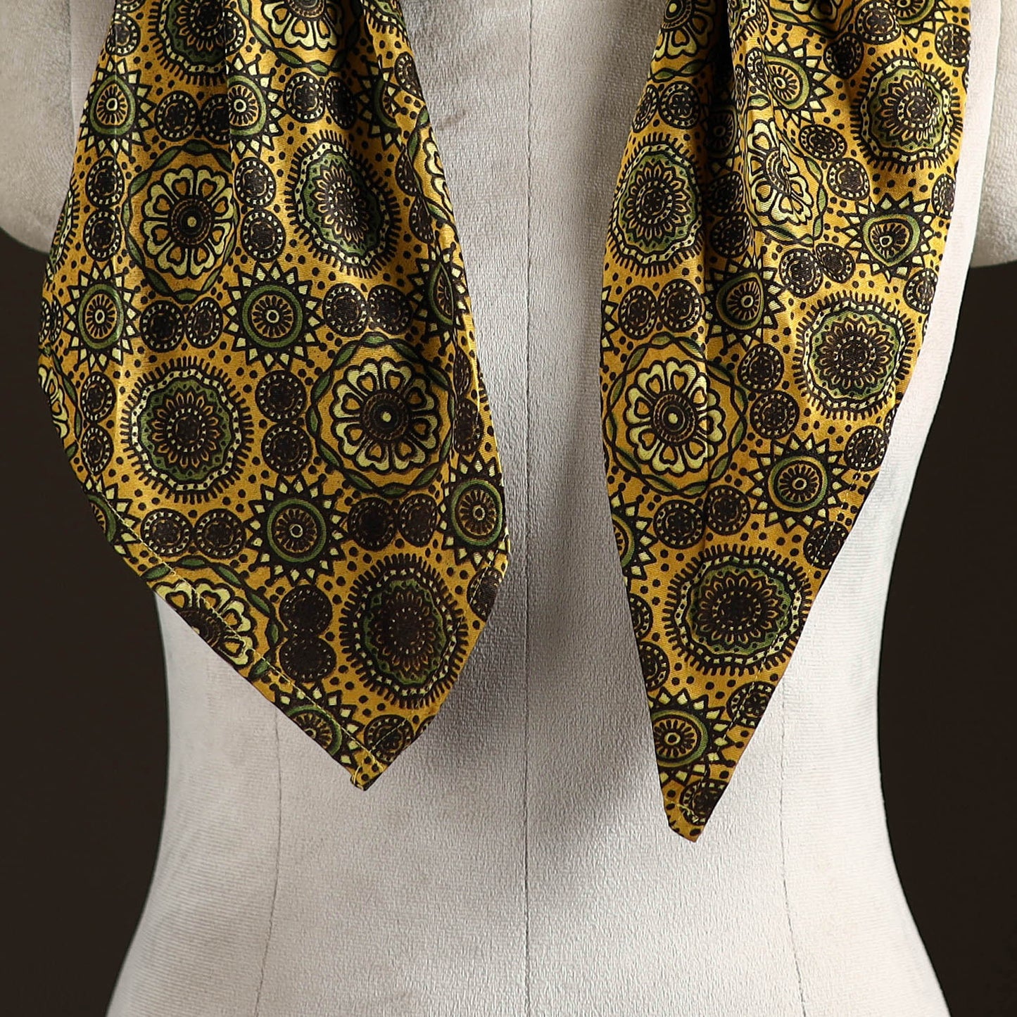 Ajrakh Hand Block Print Natural Dyed Modal Silk Brooch Scarf 19