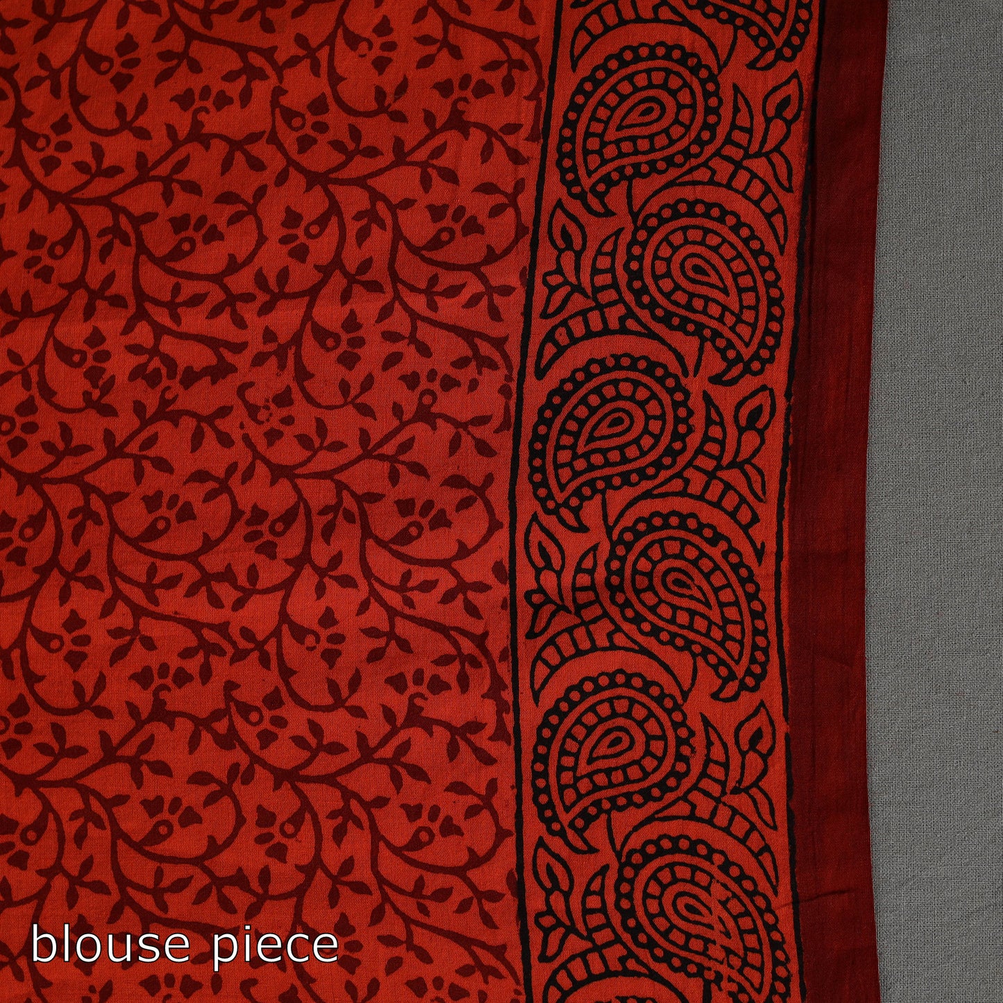 Red - Natural Dyed Cotton Bagh Print Saree 16   2024/1455-3 16