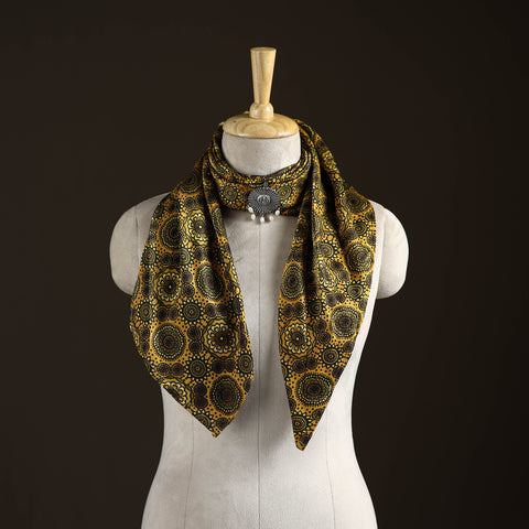Ajrakh Hand Block Print Natural Dyed Modal Silk Brooch Scarf 19