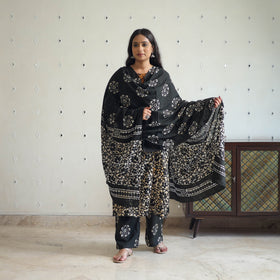  Black Batik Print Kurti Set – Cotton Suit 