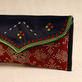 Traditional Kutch Mashru Silk Leather Flap Clutch / Wallet 105