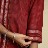 Red - Khun Weave Cotton Straight Kurta