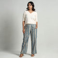 Light Blue - Kalamkari Printed Cotton Elasticated Palazzo
