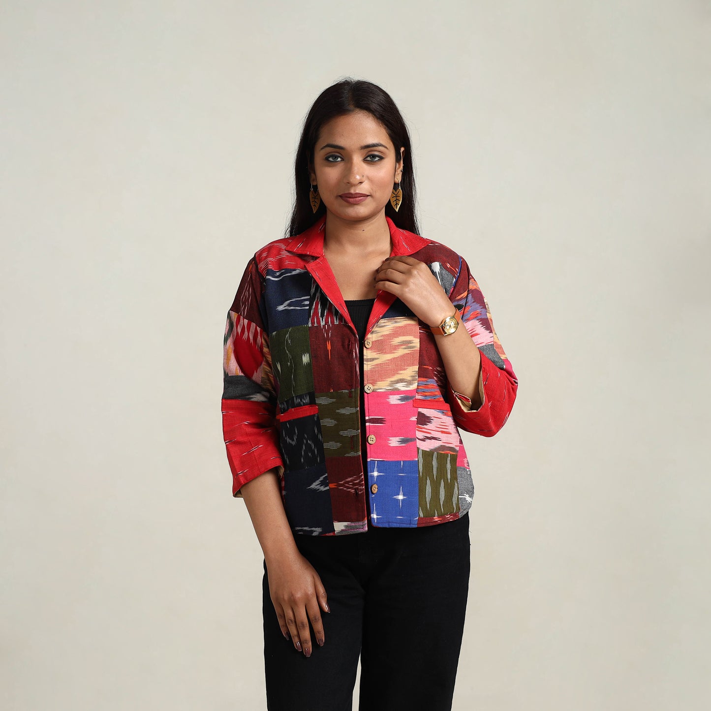 Patchwork Pochampally Ikat Women's Jacket 02