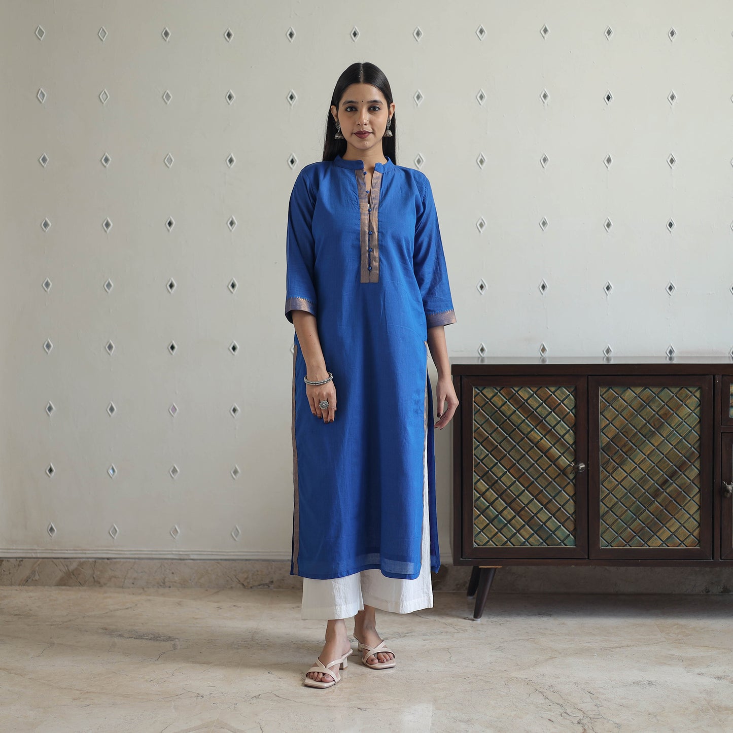 Aaliya Blue Mangalagiri Cotton Kurta