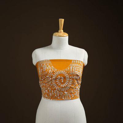 Bengal Kantha Hand Embroidered Cotton Blouse Piece 29