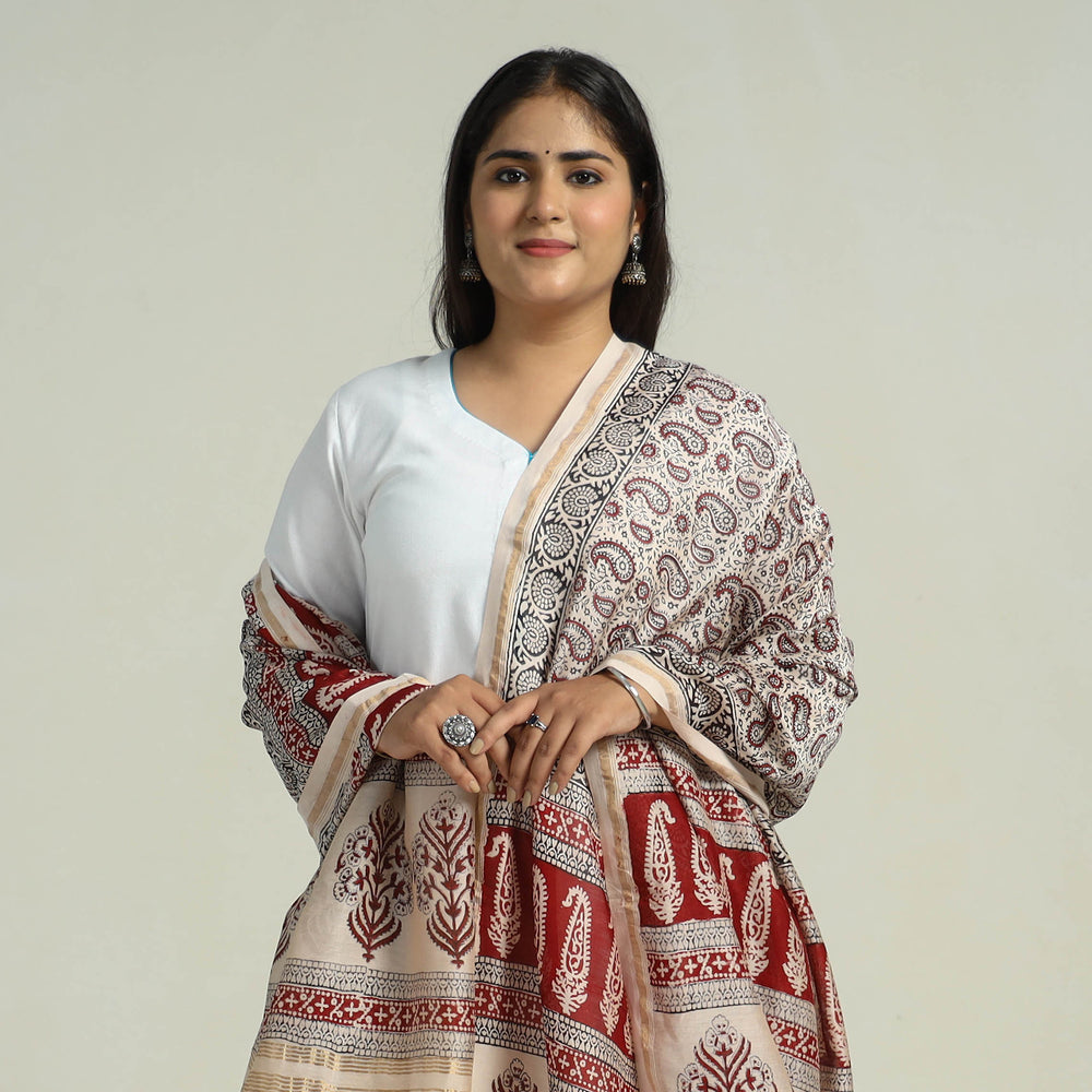 Multicolor - Traditional Maheshwari Silk Bagh Print Dupatta 20