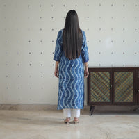 Blue - Patchwork Tie & Dye Cotton Straight Shibori Kurta 08