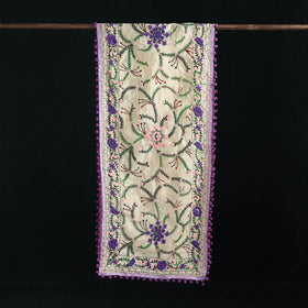 Ranihati Chanderi Silk Hand Embroidered Stole with Pom Pom 213