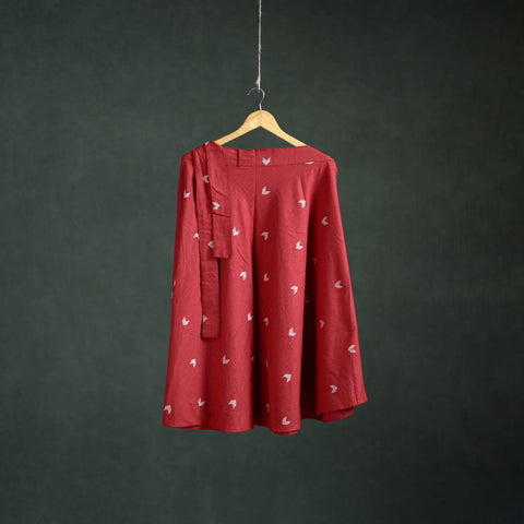 Red - Jacquard Cotton Wrap Around Skirt 145